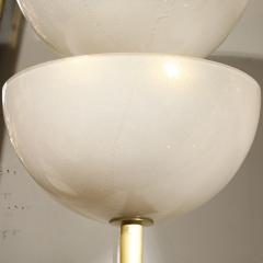 Modernist Hand Blown Murano Glass Reverse Dome Form Brushed Brass Sconces - 4622820