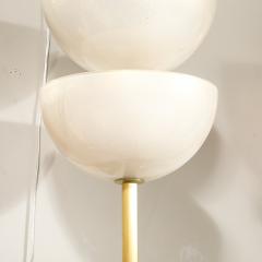 Modernist Hand Blown Murano Glass Reverse Dome Form Brushed Brass Sconces - 4622821