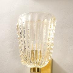 Modernist Hand Blown Murano Glass Sconces W Ruffled Detailing 24K Gold Flecks - 4142316