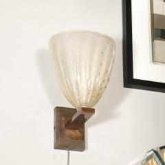 Modernist Hand Blown Murano Glass Sconces in Opalene Glass with 24 Karat Gold - 4377006