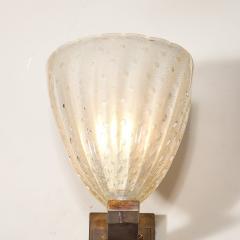 Modernist Hand Blown Murano Glass Sconces in Opalene Glass with 24 Karat Gold - 4377007