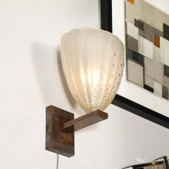 Modernist Hand Blown Murano Glass Sconces in Opalene Glass with 24 Karat Gold - 4377012