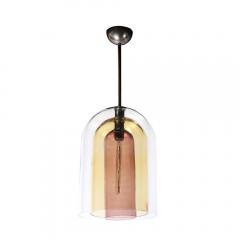 Modernist Hand Blown Murano Glass Three Tier Pendant W Bronze Fittings - 4075278