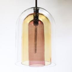 Modernist Hand Blown Murano Glass Three Tier Pendant W Bronze Fittings - 4075349