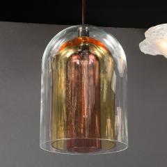 Modernist Hand Blown Murano Glass Three Tier Pendant W Bronze Fittings - 4075352