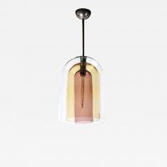 Modernist Hand Blown Murano Glass Three Tier Pendant W Bronze Fittings - 4076459