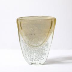 Modernist Hand Blown Murano Glass Vase W Bullicante Detailing 24K Gold Flecks - 3801736