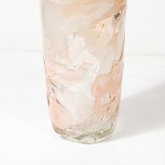 Modernist Hand Blown Murano Glass Vase in Abstract Textural White Apricot Hue - 4265838