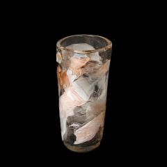 Modernist Hand Blown Murano Glass Vase in Abstract Textural White Apricot Hue - 4265846