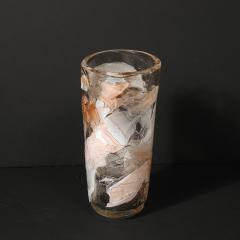 Modernist Hand Blown Murano Glass Vase in Abstract Textural White Apricot Hue - 4265859