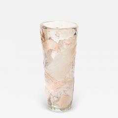 Modernist Hand Blown Murano Glass Vase in Abstract Textural White Apricot Hue - 4267178