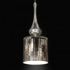 Modernist Hand Blown Murano Mercury Glass Pendant Chandelier w Chrome Fittings - 4745247