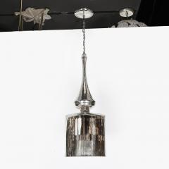 Modernist Hand Blown Murano Mercury Glass Pendant Chandelier w Chrome Fittings - 4745283