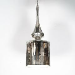 Modernist Hand Blown Murano Mercury Glass Pendant Chandelier w Chrome Fittings - 4745287