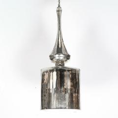 Modernist Hand Blown Murano Mercury Glass Pendant Chandelier w Chrome Fittings - 4745301