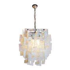 Modernist Hand Blown Murano Mottled Opalescent Interlocking Glass Chandelier - 3409119