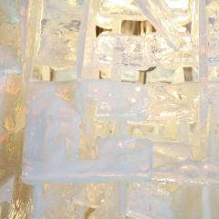 Modernist Hand Blown Murano Mottled Opalescent Interlocking Glass Chandelier - 3409132