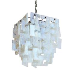 Modernist Hand Blown Murano Mottled Opalescent Interlocking Glass Chandelier - 3409198