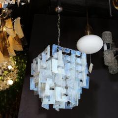Modernist Hand Blown Murano Mottled Opalescent Interlocking Glass Chandelier - 3409202