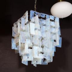Modernist Hand Blown Murano Mottled Opalescent Interlocking Glass Chandelier - 3409204