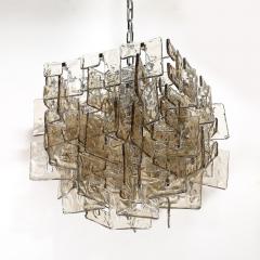 Modernist Hand Blown Murano Mottled Smoked Interlocking Glass Chandelier - 4403314