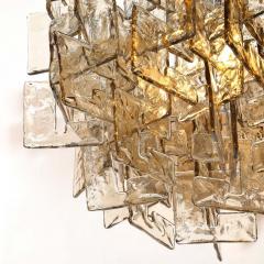 Modernist Hand Blown Murano Mottled Smoked Interlocking Glass Chandelier - 4403316