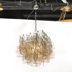 Modernist Hand Blown Murano Mottled Smoked Interlocking Glass Chandelier - 4403317