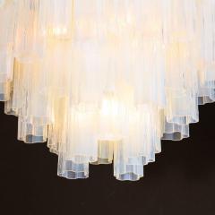 Modernist Hand Blown Murano Opalescent Four Tiered Tronchi Glass Chandelier - 3352862