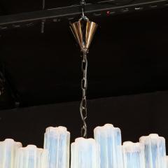 Modernist Hand Blown Murano Opalescent Four Tiered Tronchi Glass Chandelier - 3352863