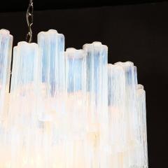 Modernist Hand Blown Murano Opalescent Four Tiered Tronchi Glass Chandelier - 3352866