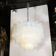 Modernist Hand Blown Murano Opalescent Four Tiered Tronchi Glass Chandelier - 3352938