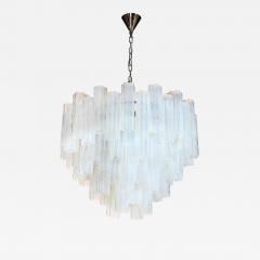 Modernist Hand Blown Murano Opalescent Four Tiered Tronchi Glass Chandelier - 3360030