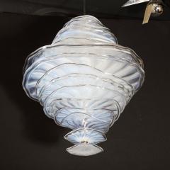 Modernist Hand Blown Murano Opalescent Glass Pendant with Brass Fittings - 3040079