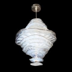 Modernist Hand Blown Murano Opalescent Glass Pendant with Brass Fittings - 3040082