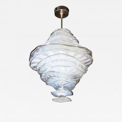 Modernist Hand Blown Murano Opalescent Glass Pendant with Brass Fittings - 3044642