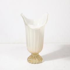Modernist Hand Blown Murano Pearlescent Glass Vase w 24 Karat Gold Flecks - 4266087