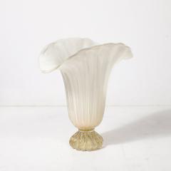 Modernist Hand Blown Murano Pearlescent Glass Vase w 24 Karat Gold Flecks - 4266088