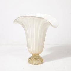 Modernist Hand Blown Murano Pearlescent Glass Vase w 24 Karat Gold Flecks - 4266093