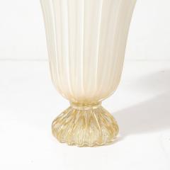 Modernist Hand Blown Murano Pearlescent Glass Vase w 24 Karat Gold Flecks - 4266094