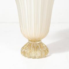 Modernist Hand Blown Murano Pearlescent Glass Vase w 24 Karat Gold Flecks - 4266095