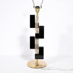 Modernist Hand Blown Murano Rectilinear Table Lamps in Black Translucent Glass - 2909175