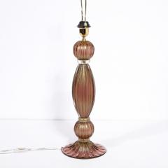 Modernist Hand Blown Murano Smoked Chambord Glass Table Lamps w 24 Karat Gold - 2909042