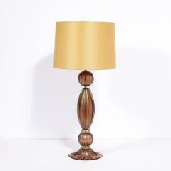 Modernist Hand Blown Murano Smoked Chambord Glass Table Lamps w 24 Karat Gold - 2909046