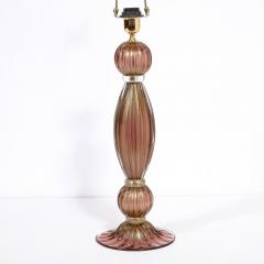 Modernist Hand Blown Murano Smoked Chambord Glass Table Lamps w 24 Karat Gold - 2909141