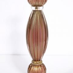Modernist Hand Blown Murano Smoked Chambord Glass Table Lamps w 24 Karat Gold - 2909149