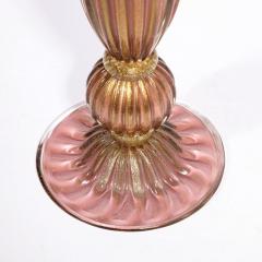 Modernist Hand Blown Murano Smoked Chambord Glass Table Lamps w 24 Karat Gold - 2909216