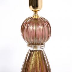 Modernist Hand Blown Murano Smoked Chambord Glass Table Lamps w 24 Karat Gold - 2909218