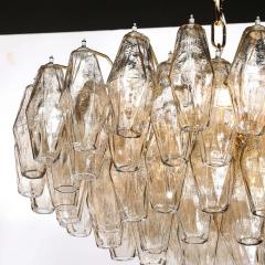 Modernist Hand Blown Murano Smoked Glass Polyhedral Chandelier in Brass Fittings - 4514305