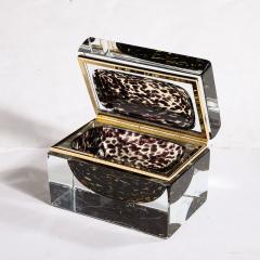 Modernist Hand Blown Murano Spotted Jet Black Clear Glass Box w Brass Fitting - 3523818