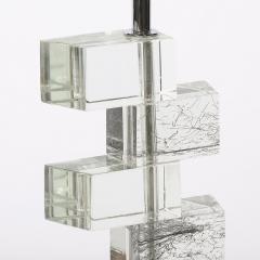 Modernist Hand Blown Murano Stacked Faceted Trapezoidal Glass Table Lamps - 4304358